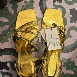 Zara Gold Strappy Women's Sandals